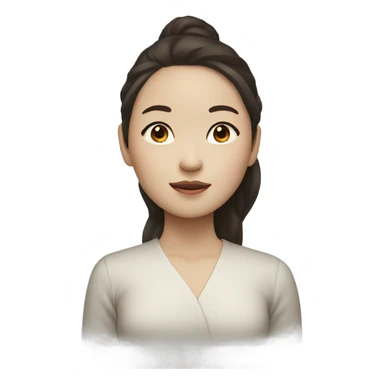 a girl with WHİTE skin LONG BROWN WAVY hair  chinese girl BROWN hair little nouse full lips LONG HAİR  sticker