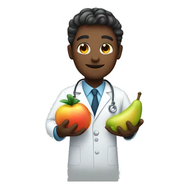 doctor holding a fruit in his hands sticker