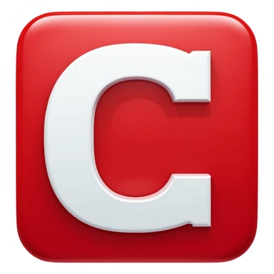 A bold white capital letter C inside a red rounded square, flat emoji design, shiny light reflection, in the same style as the 🅱️ emoji, transparent background, the letter C is large and centered sticker