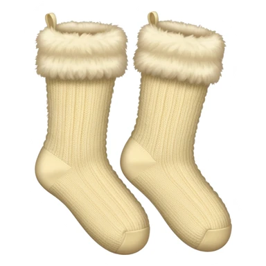 Cream fluffy socks sticker