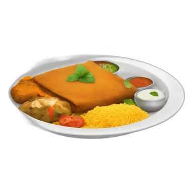 A plate with Indian food sticker