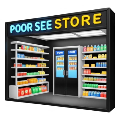 Convenience store named poor store and more sticker