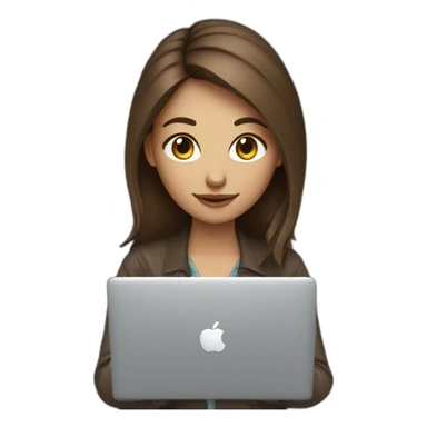 Beautiful programmer girl with brown hair working with MacBook sticker