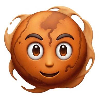 Cinematic Realistic Mars Emoji, portrayed with rugged, rust-colored landscapes, deep canyons, and swirling dust storms rendered with lifelike texture and an orange-hued glow that evokes the enigmatic allure of the Red Planet. sticker