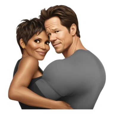 Halle berry hugging pregnant mark Wahlberg sticker