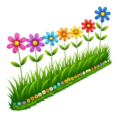 a row of flowers and grass extended far in a stright line sticker