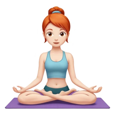 Red headed girl doing a yoga pose on a yoga mat sticker