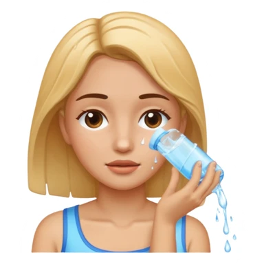 a female washing her face outside of shower  sticker