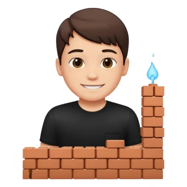 smiling boy in black shirt shitting bricks  sticker