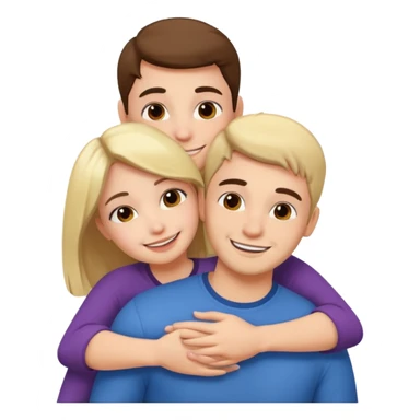 girl with normal girl size boobs hugging two guys sticker