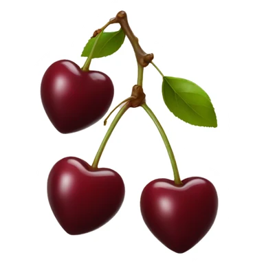 heart-shaped burgundy cherries on single stem sticker