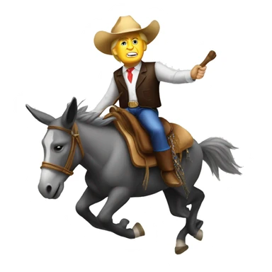 Donald Trump riding a donkey like a rodeo cowboy sticker