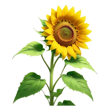 Cinematic Realistic Sunflower Emoji, Tall and bright, with a large, golden-yellow blossom facing the sun, its broad, textured petals surrounding a dark center. The sturdy green stalks and leaves frame the vibrant flower, while a gentle breeze causes the petals to sway. Soft glowing outline, capturing the essence of sunshine and warmth in a cheerful, towering sunflower! sticker