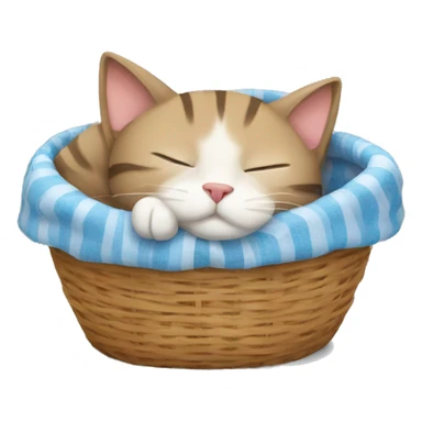 cat sleeping in basket sticker