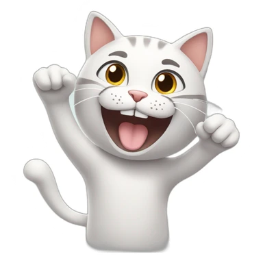 A happy Cat saying hello with one hand sticker