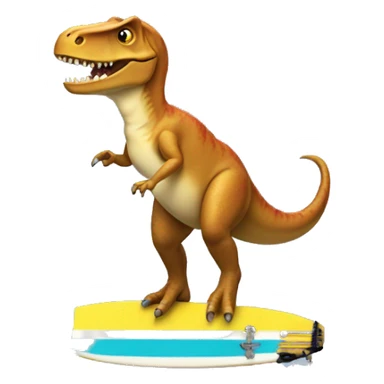 T. rex on a surfboard wearing a skirt  sticker