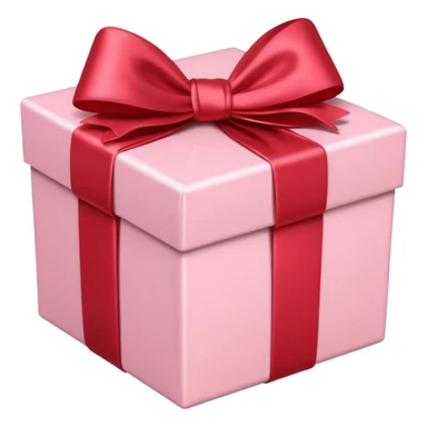 light pink gift box with red satin bow sticker
