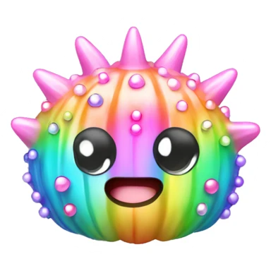 Kawaii rainbow pastel bedazzled sea urchin sticker