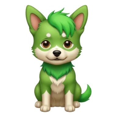 green haired dog with green skin sticker