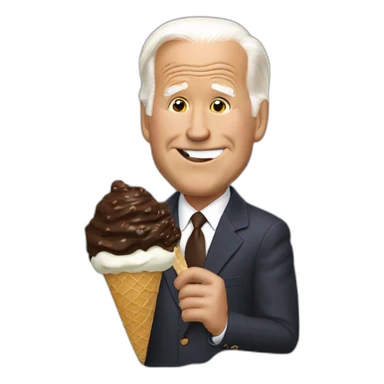 Joe Biden eating chocolate chocolate chip ice cream  sticker