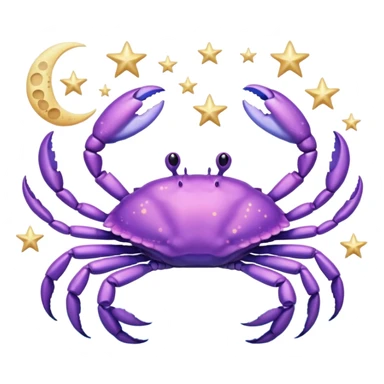 Realistic light purple iridescent Celestial cancer Crab water dreamy astrology moon stars starry sticker