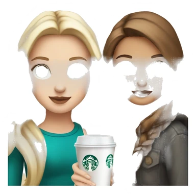 Blonde Blue eyed girl and brown haired hazel eye girl drinking Starbucks  sticker