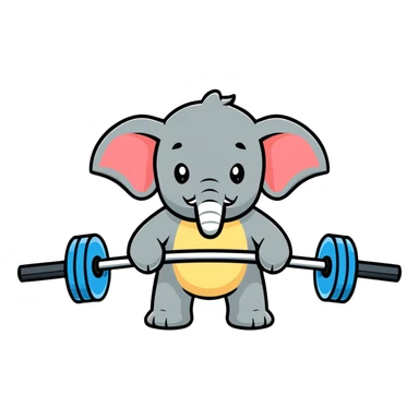 cartoonish elephant lifting a barbell sticker