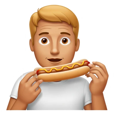 Man eating two hotdogs  sticker