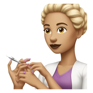 A light-skinned woman does a manicure sticker