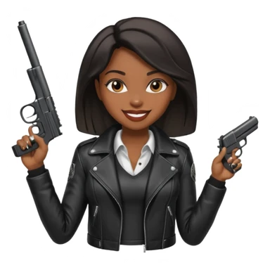 A sexy black female gangster with a gun sticker