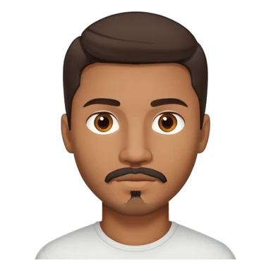 Young man with medium brown skin, mixed-race ethnicity, long dark brown hair with a very defined center part exactly in the middle, goatee, mustache, and medium brown eyes, head only sticker