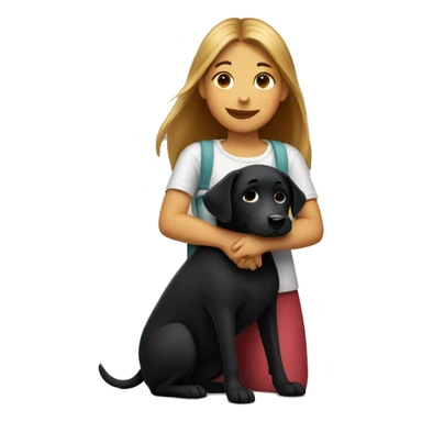 girl hugging black dog sticker