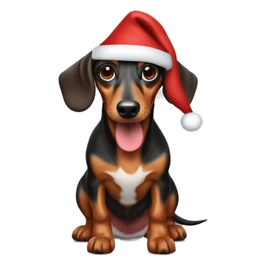 Sausage dog wearing a santa hat sticker