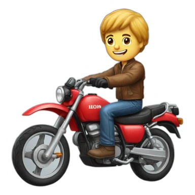 A middle age man wheelie a motorcycle honda Red 250 1985 sticker