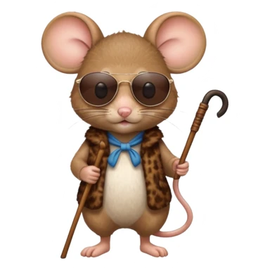 mouse with sunglasses and walking stick sticker