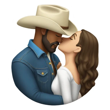 Tall bald bearded cowboy kissing brunette  sticker