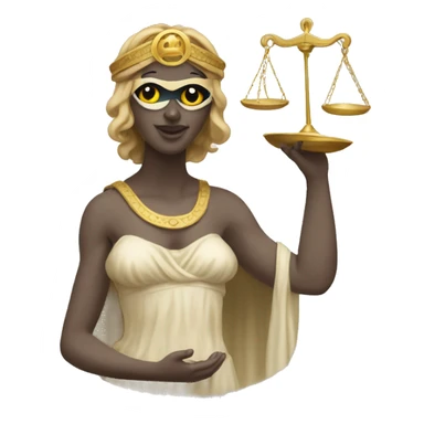goddess Themis holding scale in her hand while blindfolded sticker