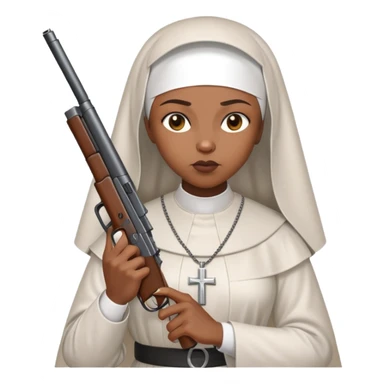Black woman nun holding a gun sticker