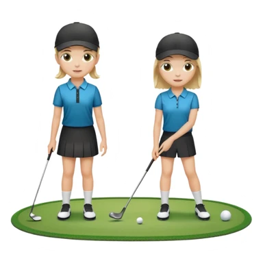 Girl and boy practicing at chipping green sticker