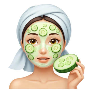 Girl with cucumber or doing skincare sticker