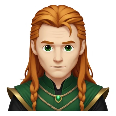 Loki, Mischief God from Norse Mythology with long reddish blonde hair, dark green and black outfit sticker