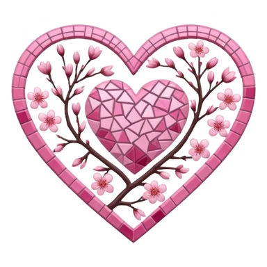 sakura heart with a mosaic pattern sticker