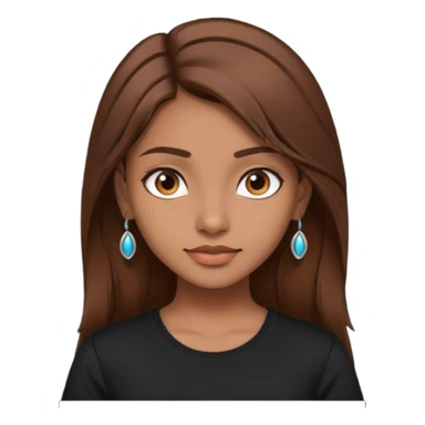 a pretty fair indian bratz girl with brown hair. with a black tshirt sticker