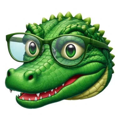 An alligator with a glasses sticker