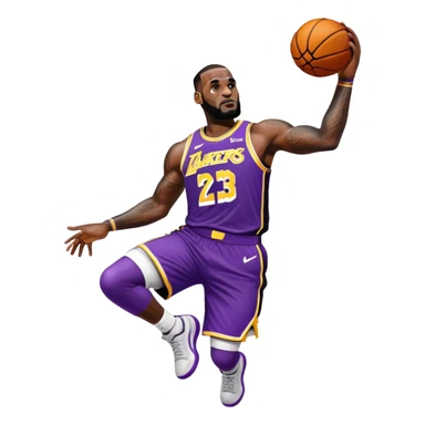 LeBron James basketball player in Lakers jersey dunking sticker