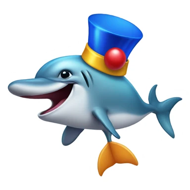 Dolphin with a clown hat and sign sticker