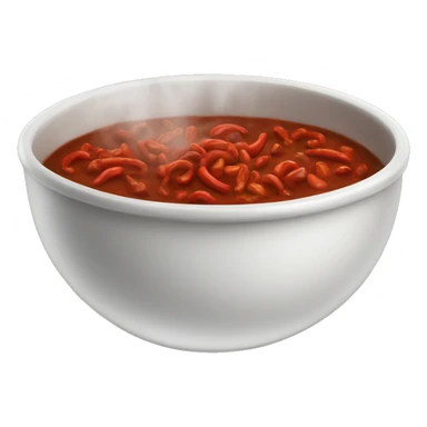 Big bowl of steaming chili sticker