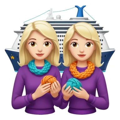 white ladies knitting on a cruise ship sticker