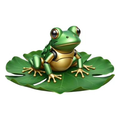 robot frog on lotus leaf sticker