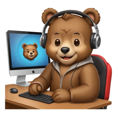 bear emoji playing and chilling pc cozy sticker